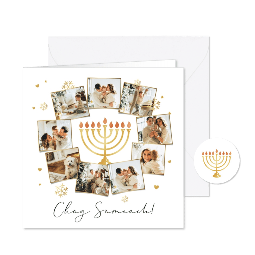 Fotokarte für Chanukka mit Fotocollage - Karteneindruck

