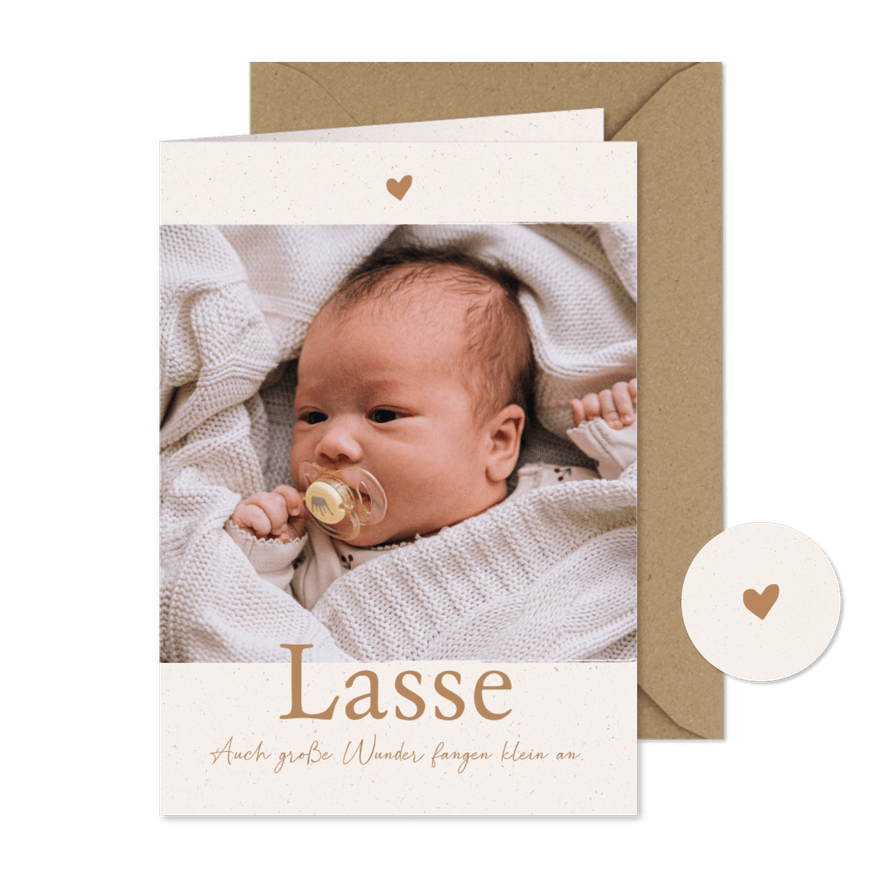 Fotokarte Geburt Naturpapierlook - Karteneindruck