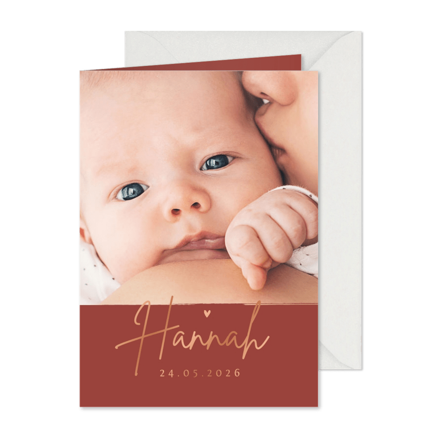 Fotokarte Geburt rostrot - Karteneindruck

