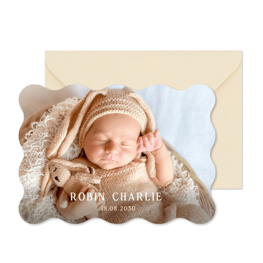Fotokarte Geburt Wellenform Unisex - Karteneindruck