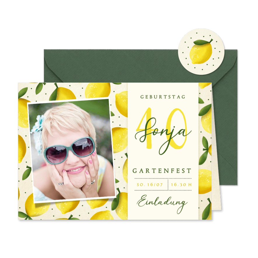 Fotokarte Geburtstagseinladung Sommerfest Zitronen - Karteneindruck
