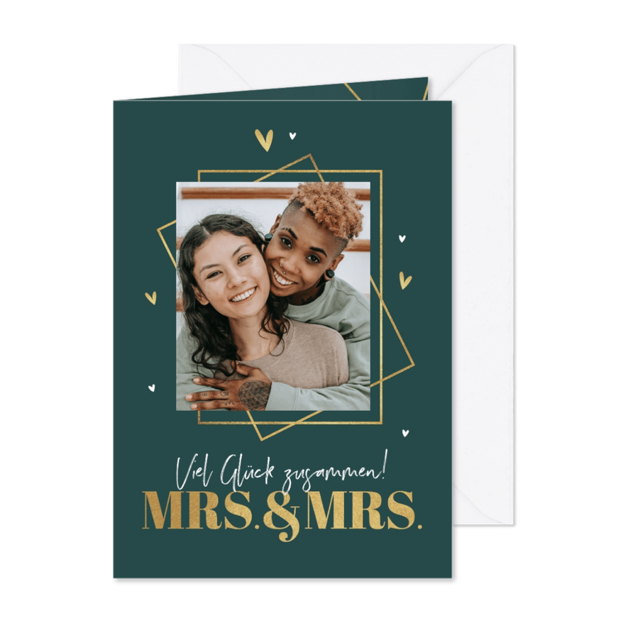 Fotokarte Glückwunsch Hochzeit Mrs. & Mrs. - Karteneindruck