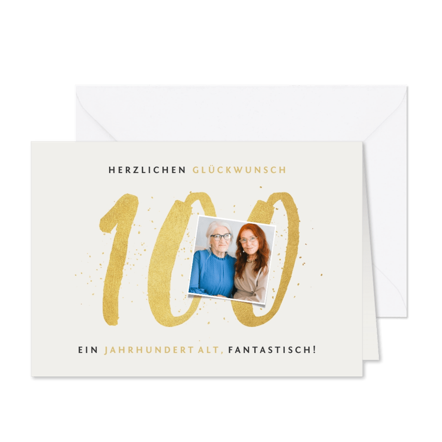 Fotokarte Glückwunsch zum 100. Geburtstag - Karteneindruck