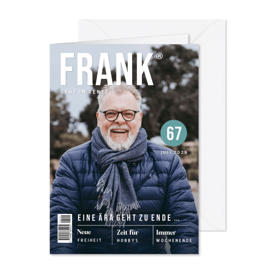 Fotokarte Glückwunsch zur Rente Männer-Zeitschrift - Karteneindruck