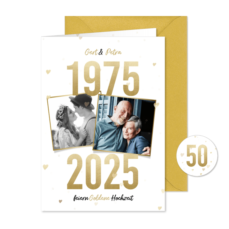 Fotokarte Goldene Hochzeit goldene Jahreszahlen - Karteneindruck