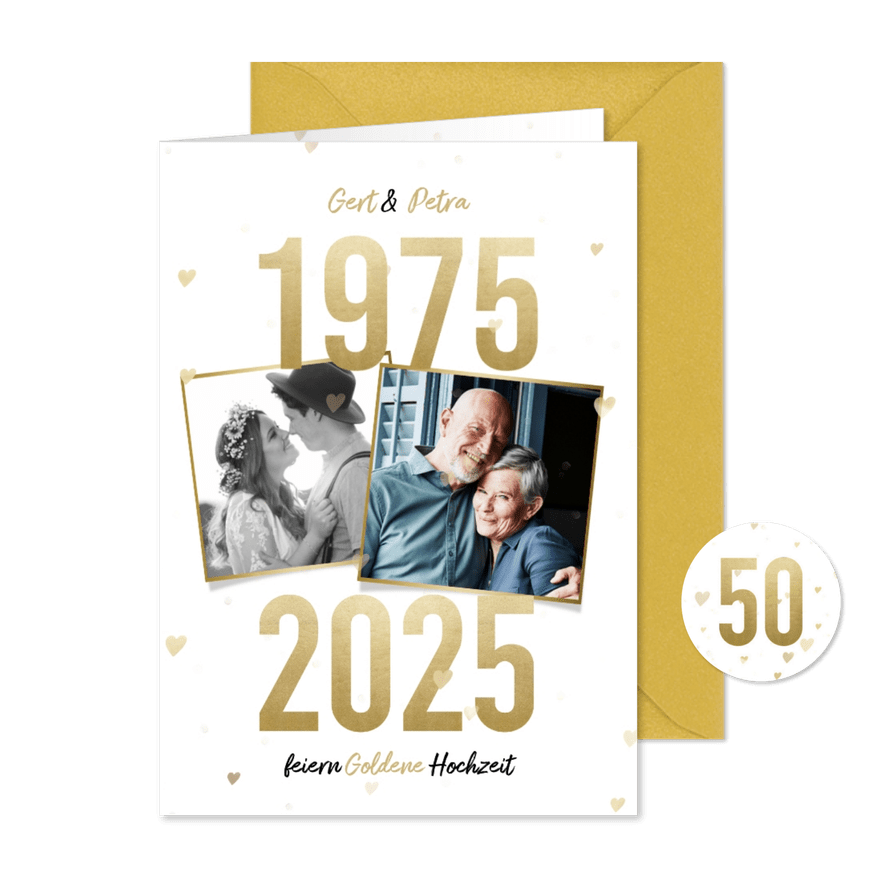 Fotokarte Goldene Hochzeit goldene Jahreszahlen - Karteneindruck