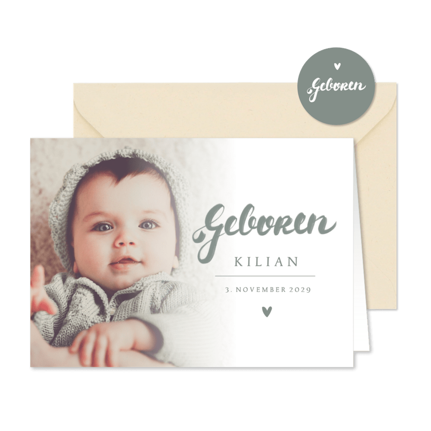 Fotokarte Handlettering graublau - Karteneindruck