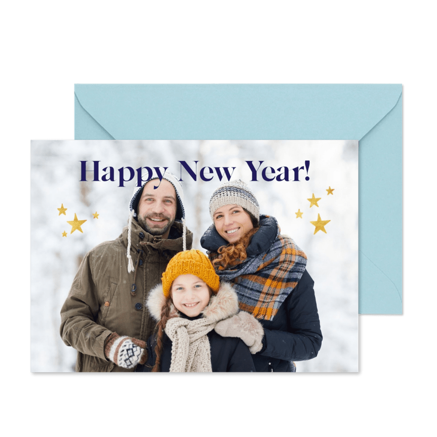 Fotokarte 'Happy New Year' Familienfoto - Kartenvorschau
