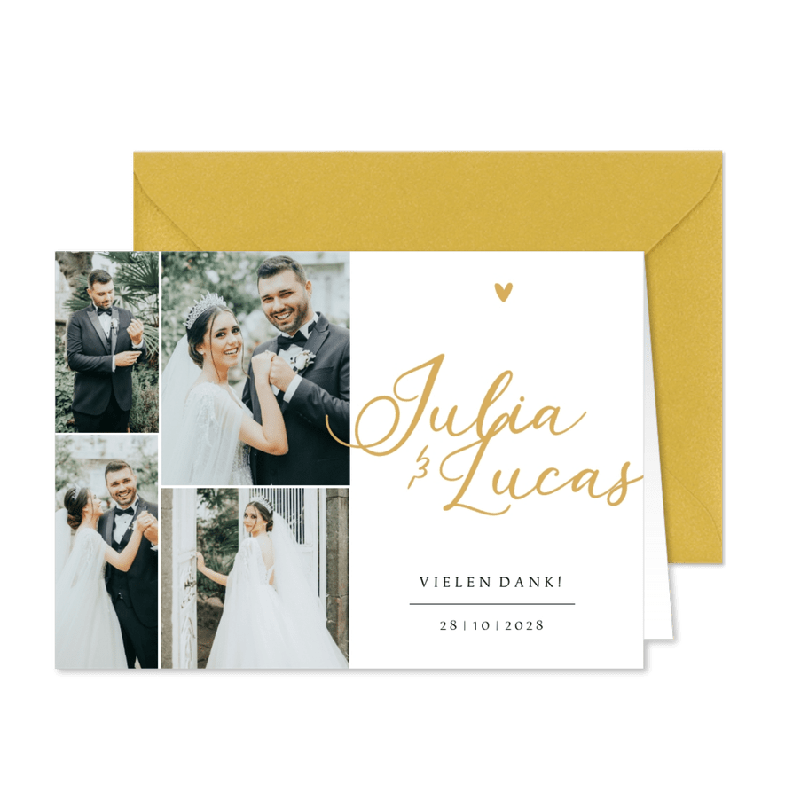 Fotokarte Hochzeit Dankssagung mit Namen - Karteneindruck