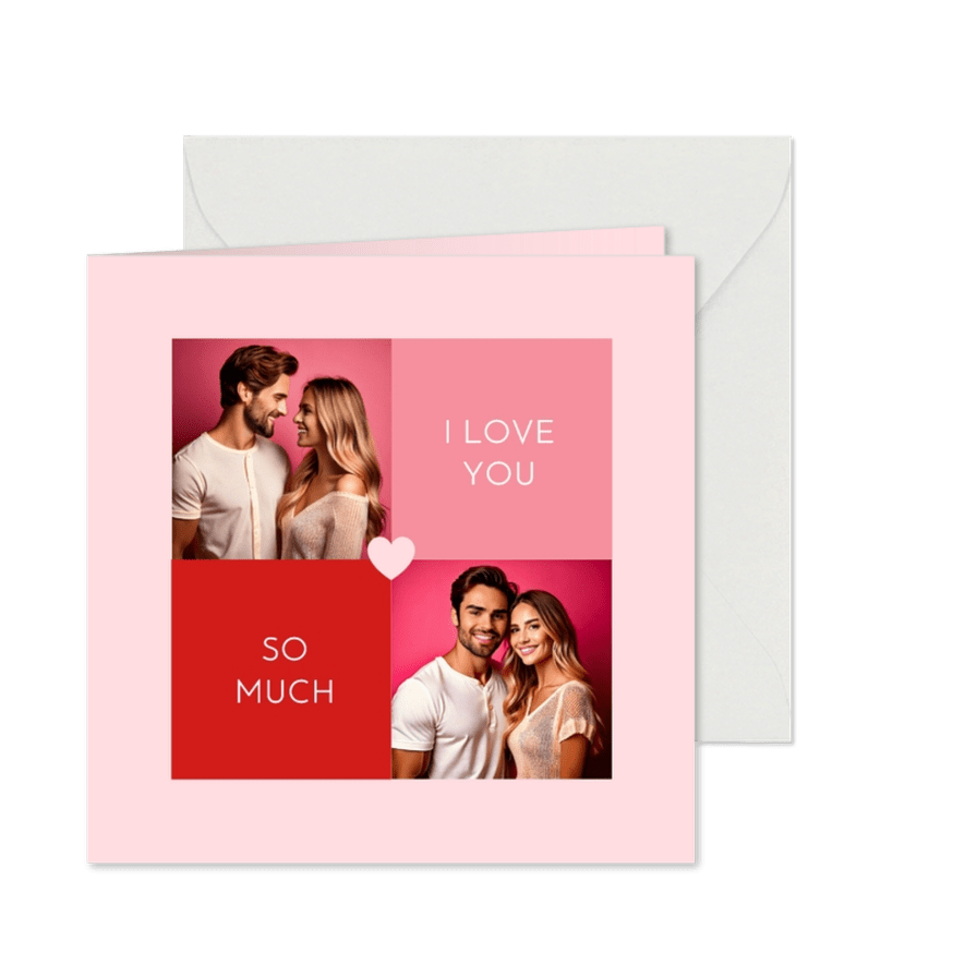 Fotokarte 'I love you so much' rosa-rot - Karteneindruck