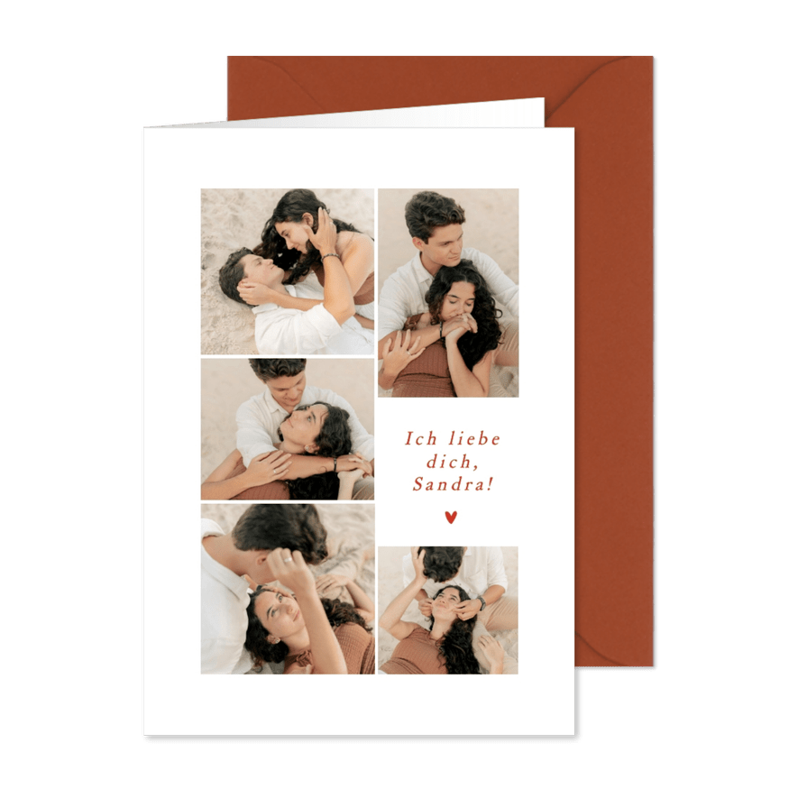 Fotokarte 'Ich liebe dich' Fotocollage mit 5 Fotos - Karteneindruck