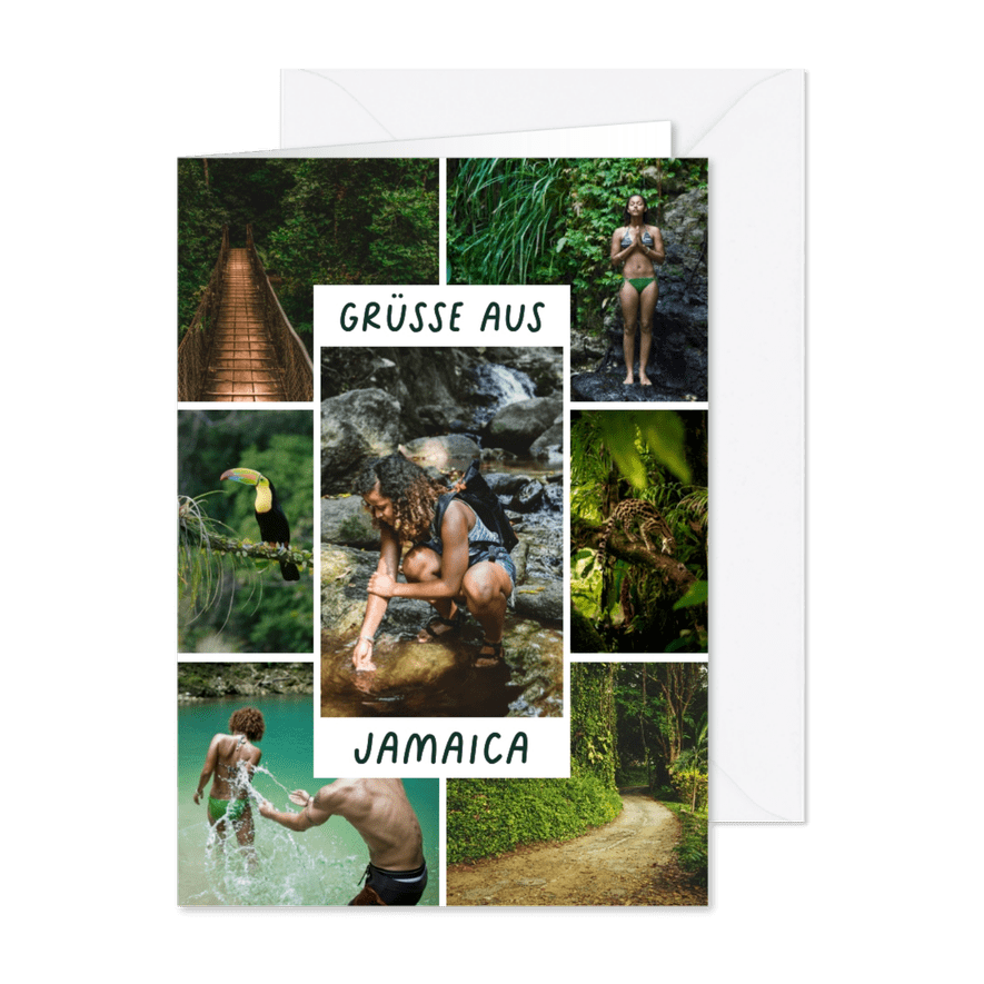 Fotokarte Jamaica Urlaub Fotocollage 'Grüße aus' - Karteneindruck
