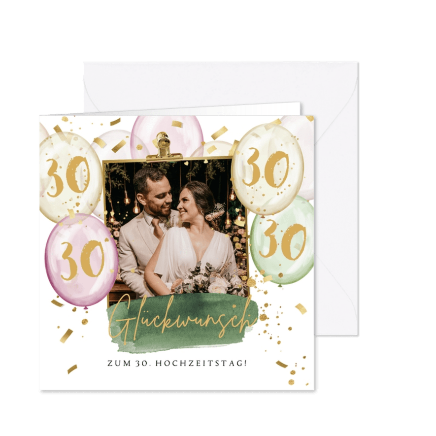 Fotokarte Jubiläum Glückwunsch 30. Hochzeitstag - Karteneindruck