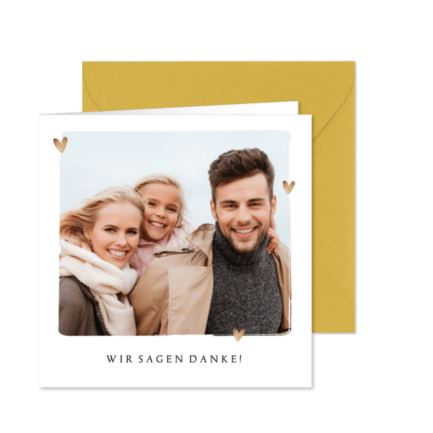 Fotokarte mit Herzchen - Karteneindruck
