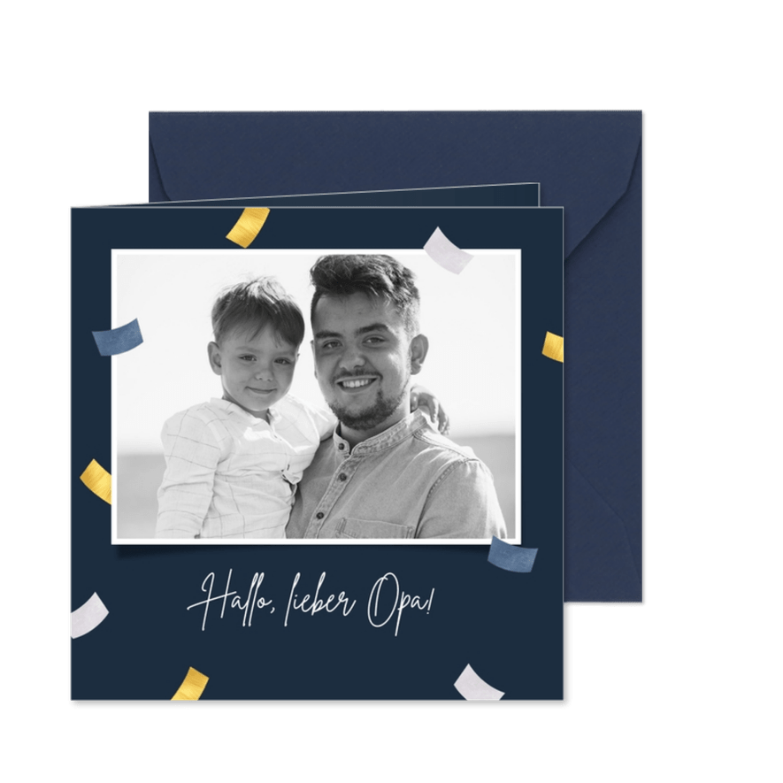 Fotokarte mit Konfetti - Karteneindruck
