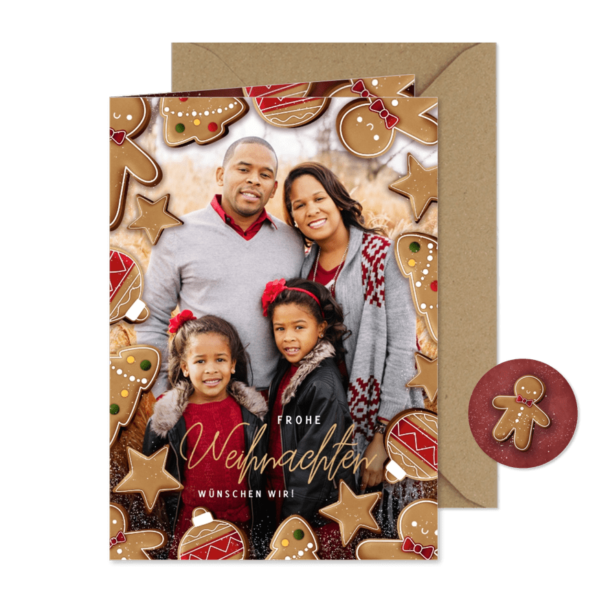 Fotokarte mit Rahmen aus Weihnachtsplätzchen - Karteneindruck
