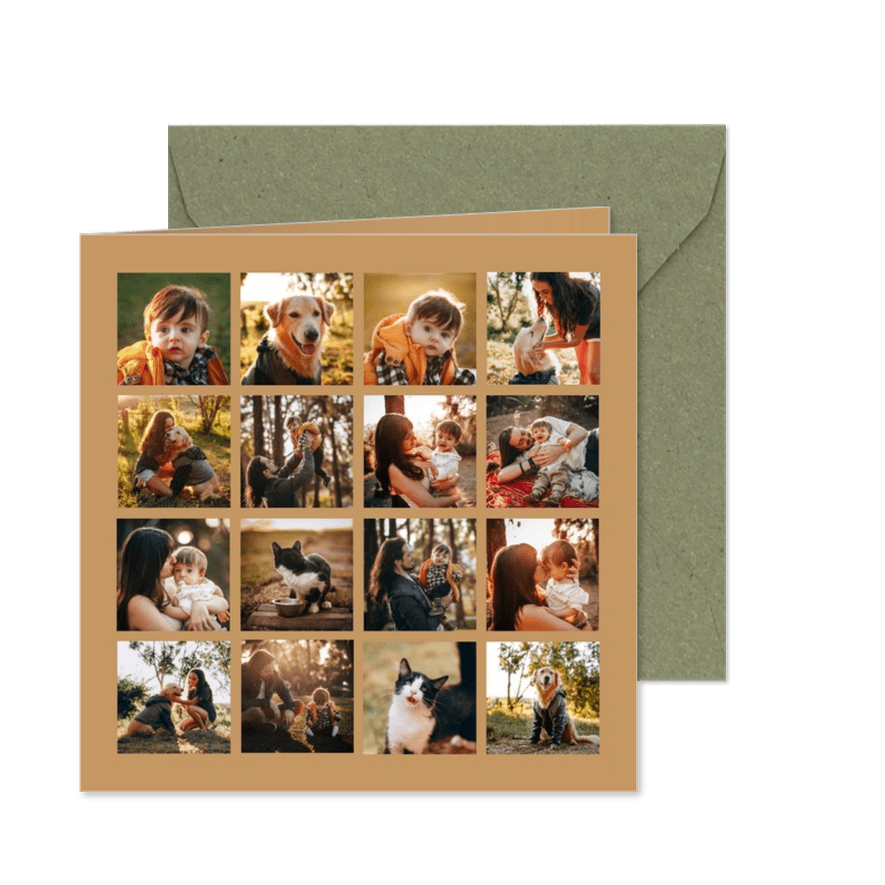 Fotokarte mit sechzehn Fotos - Karteneindruck