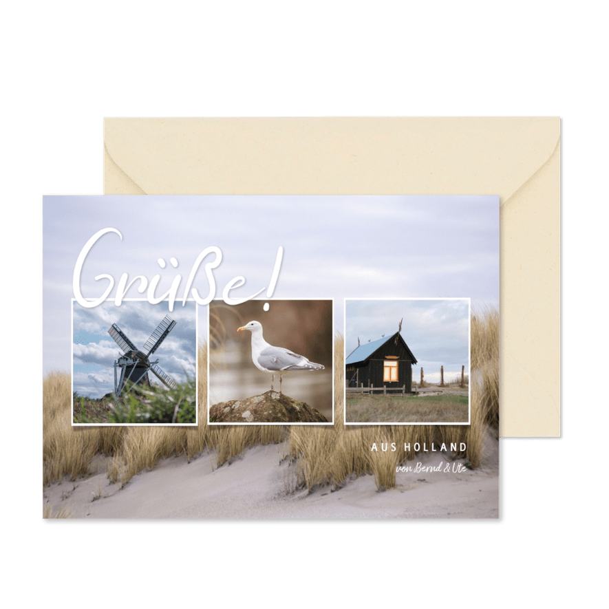 Fotokarte mit Strandmotiv und eigenen Fotos - Karteneindruck
