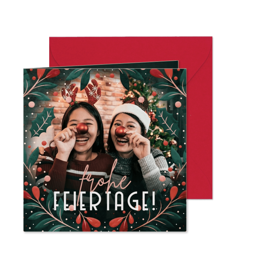 Fotokarte mit weihnachtlichem Rahmen - Kartenvorschau