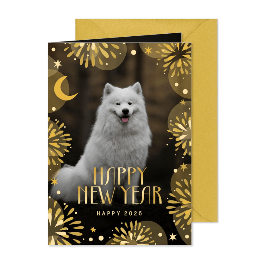 Fotokarte Neujahr eigenes Foto & Feuerwerk - Karteneindruck