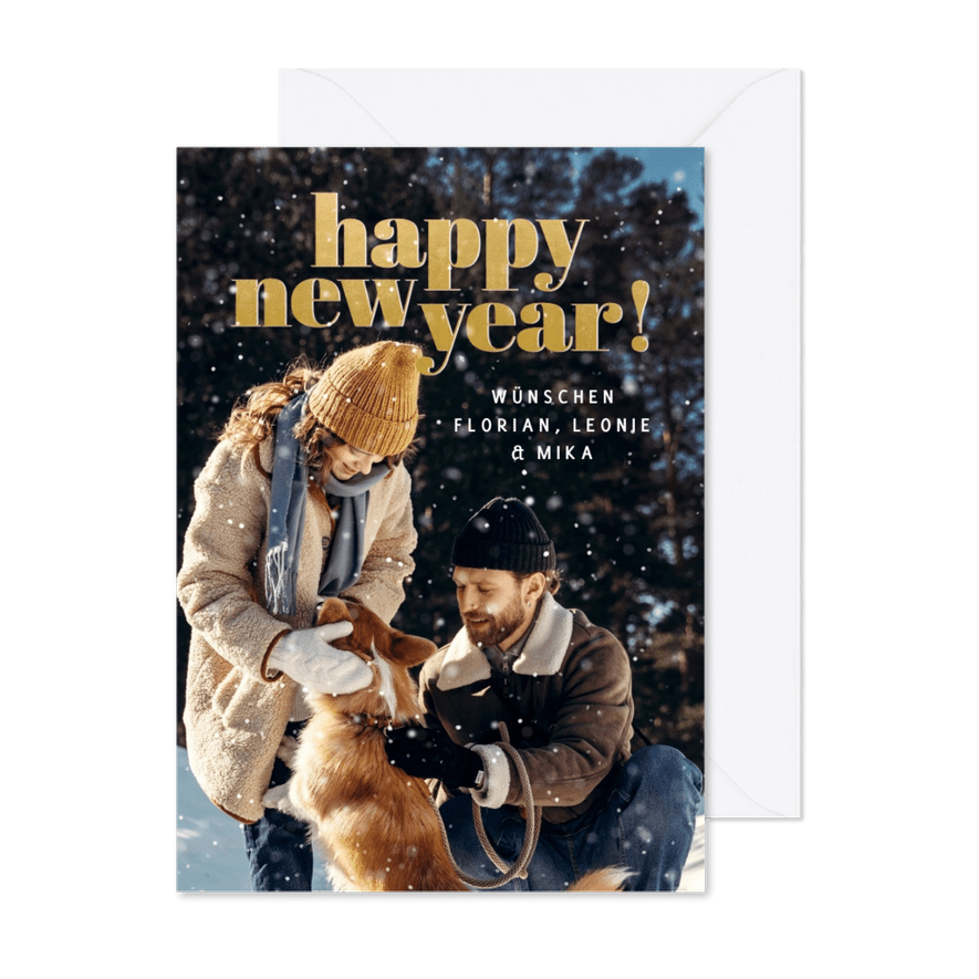 Fotokarte Neujahr 'Happy New Year' - Karteneindruck