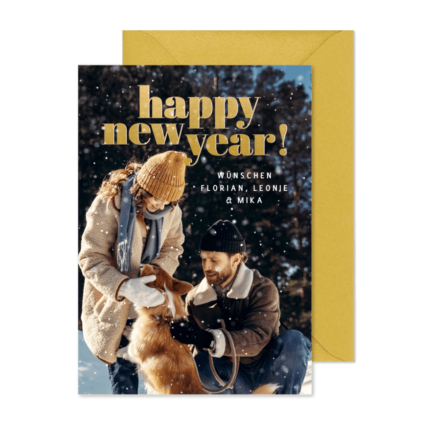 Fotokarte Neujahr 'Happy New Year' - Karteneindruck
