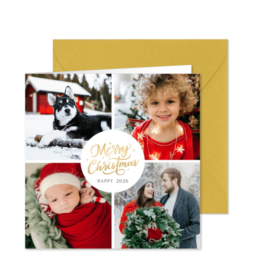 Fotokarte nostalgisch mit Fotocollage zu Weihnachten - Karteneindruck