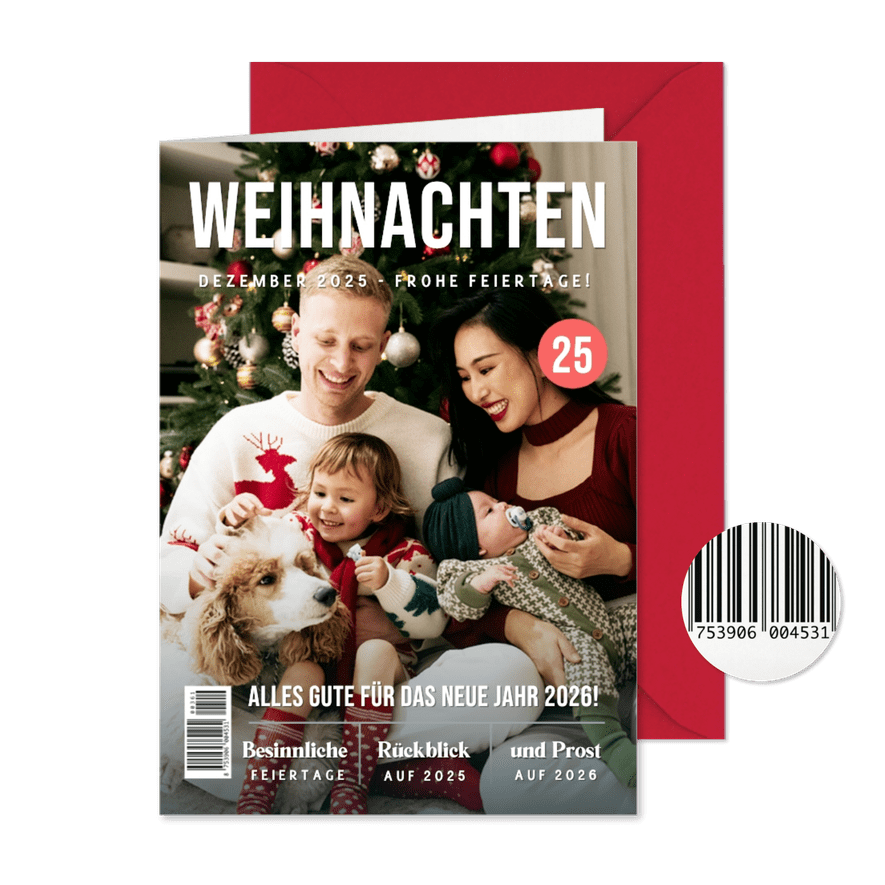 Fotokarte originell im weihnachtlichen Magazin-Stil  - Karteneindruck
