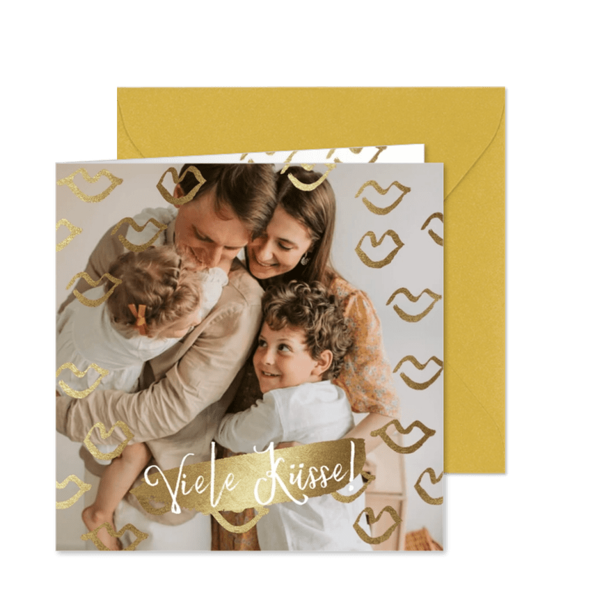 Fotokarte Quadrat großes Foto und Küsschen - Karteneindruck
