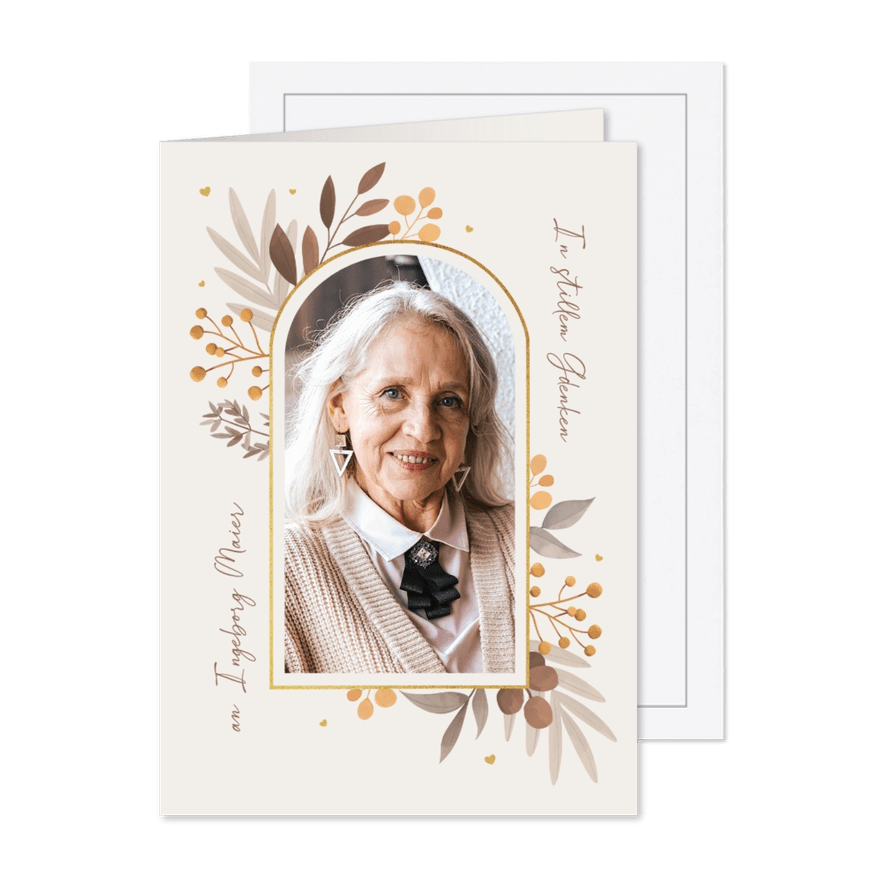 Fotokarte Sterbebild Herbstblumen - Karteneindruck
