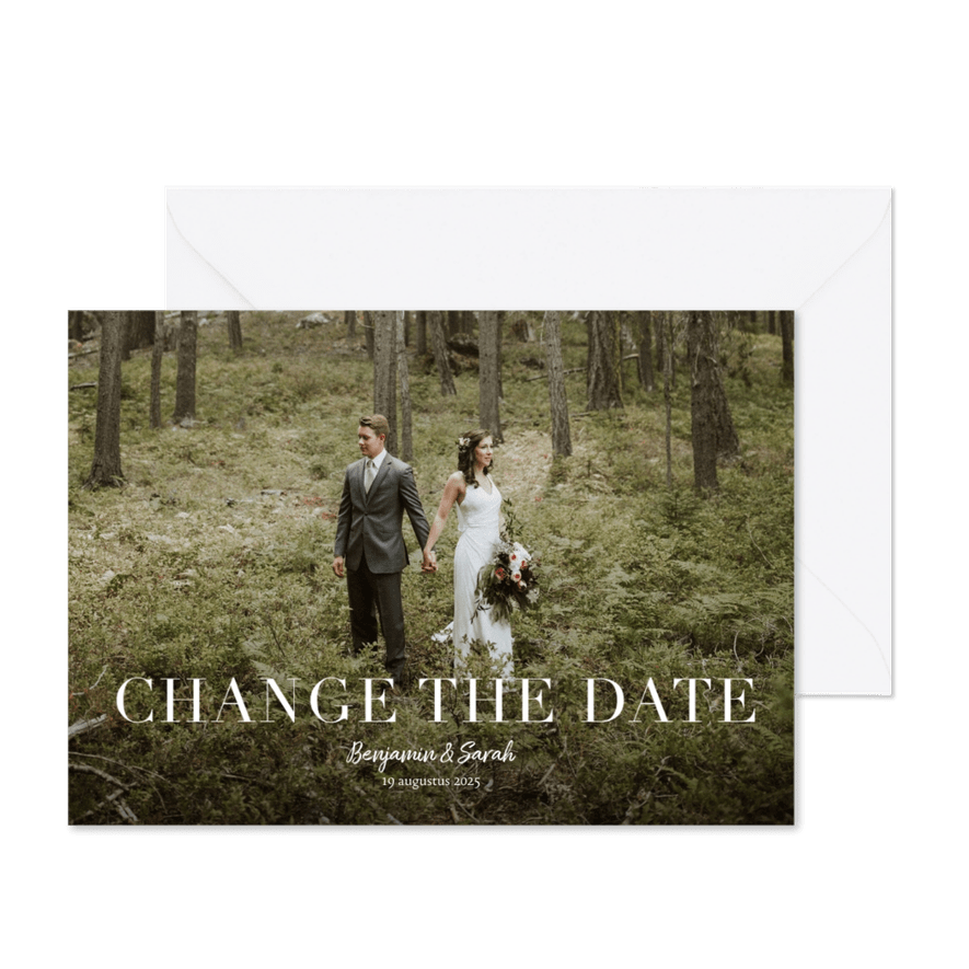 Fotokarte Terminänderung 'Change the Date' - Karteneindruck
