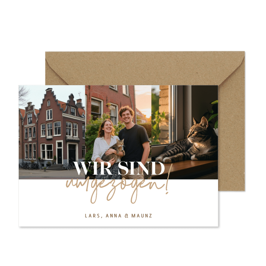 Fotokarte Umzug Adressänderung 3 Fotos - Karteneindruck
