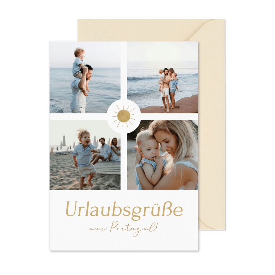 Fotokarte Urlaubsgrüße Sonne Collage - Karteneindruck