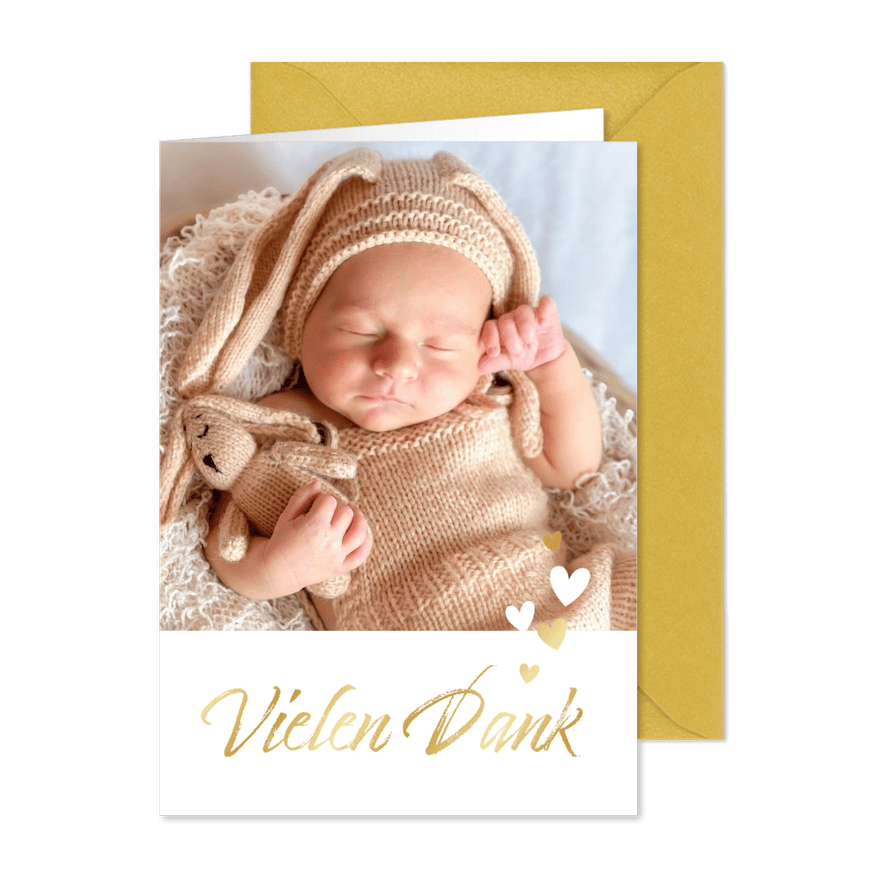 Fotokarte Vielen Dank Geburt - Karteneindruck

