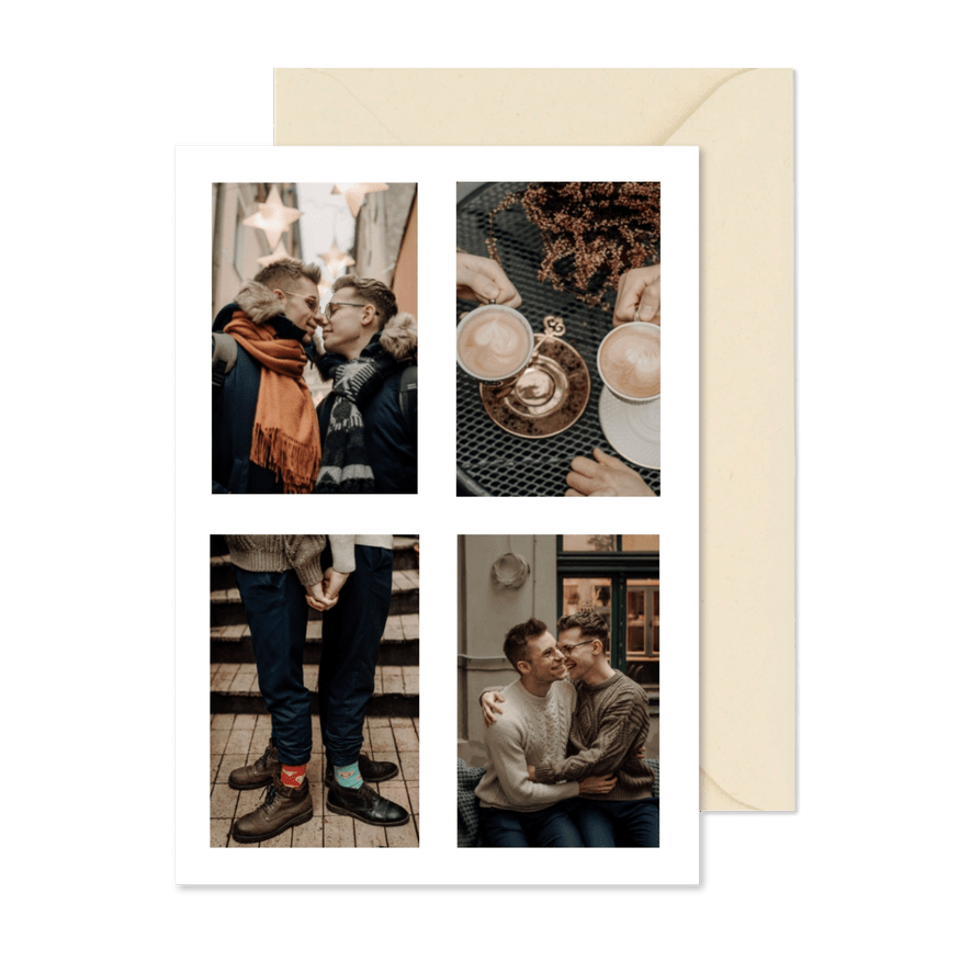 Fotokarte vier Fotos in Hochformat - Karteneindruck