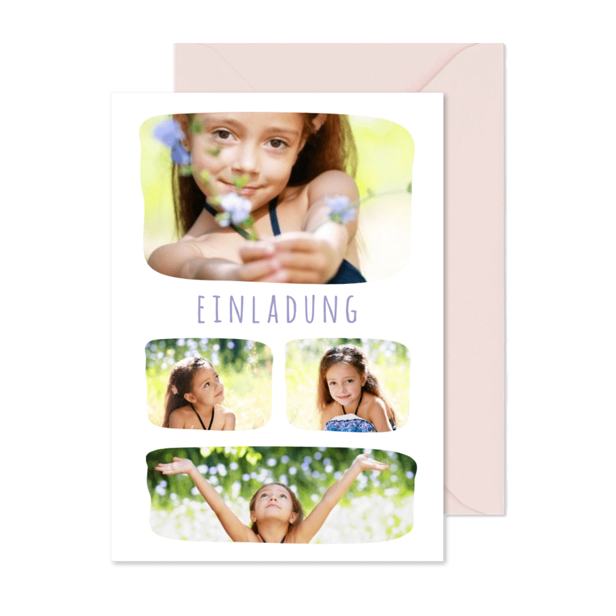 Fotokarte vier Fotos runde Ecken - Karteneindruck