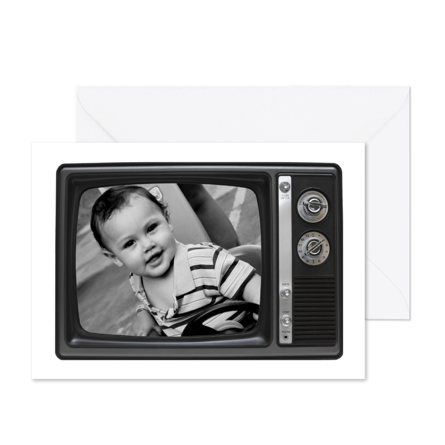 Fotokarte Vintage Fernseher schwarzweiß - Karteneindruck
