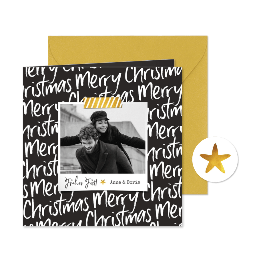 Fotokarte Weihnachten Handschrift-Hintergrund - Karteneindruck