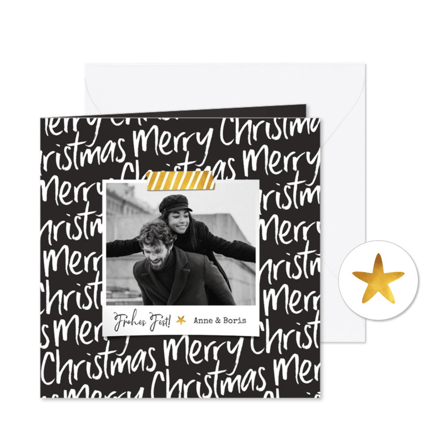 Fotokarte Weihnachten Handschrift-Hintergrund - Karteneindruck