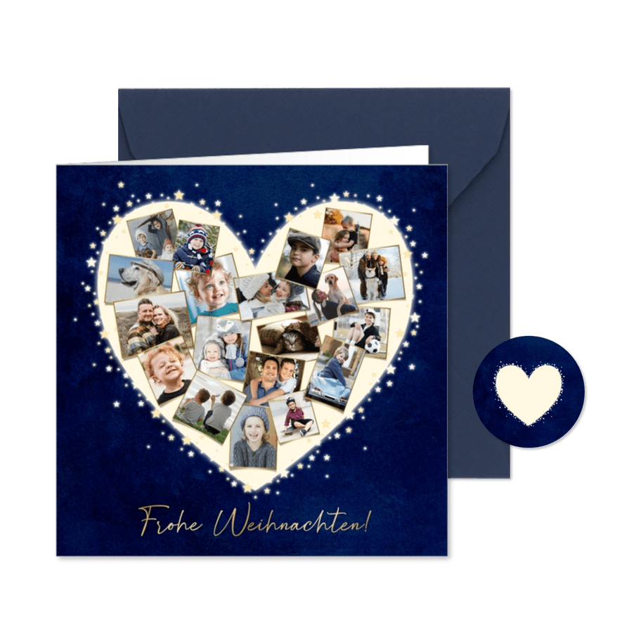 Fotokarte Weihnachten Herz mit vielen Fotos - Karteneindruck
