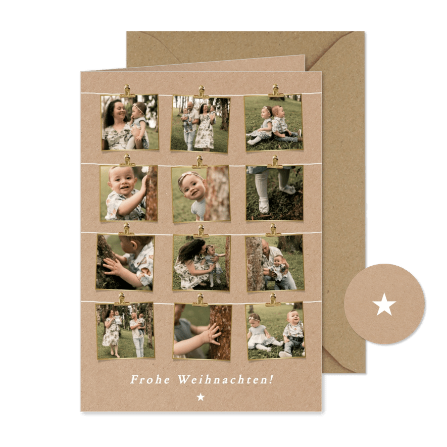 Fotokarte Weihnachten Jahresübersicht Kraftpapier - Karteneindruck