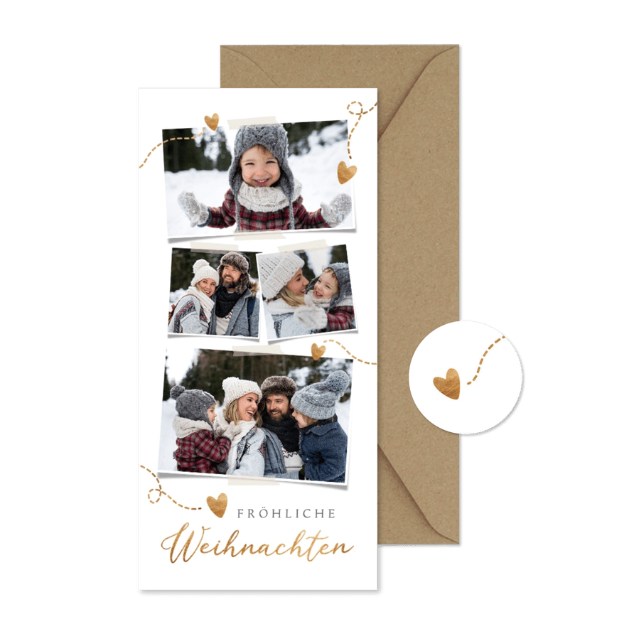 Fotokarte Weihnachten kleine Herzen - Karteneindruck