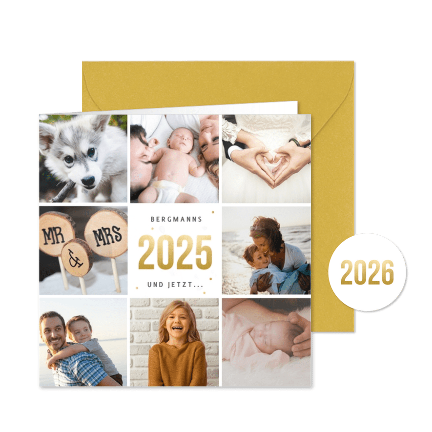 Fotokarte Weihnachten Neujahr mit Jahreszahl - Karteneindruck
