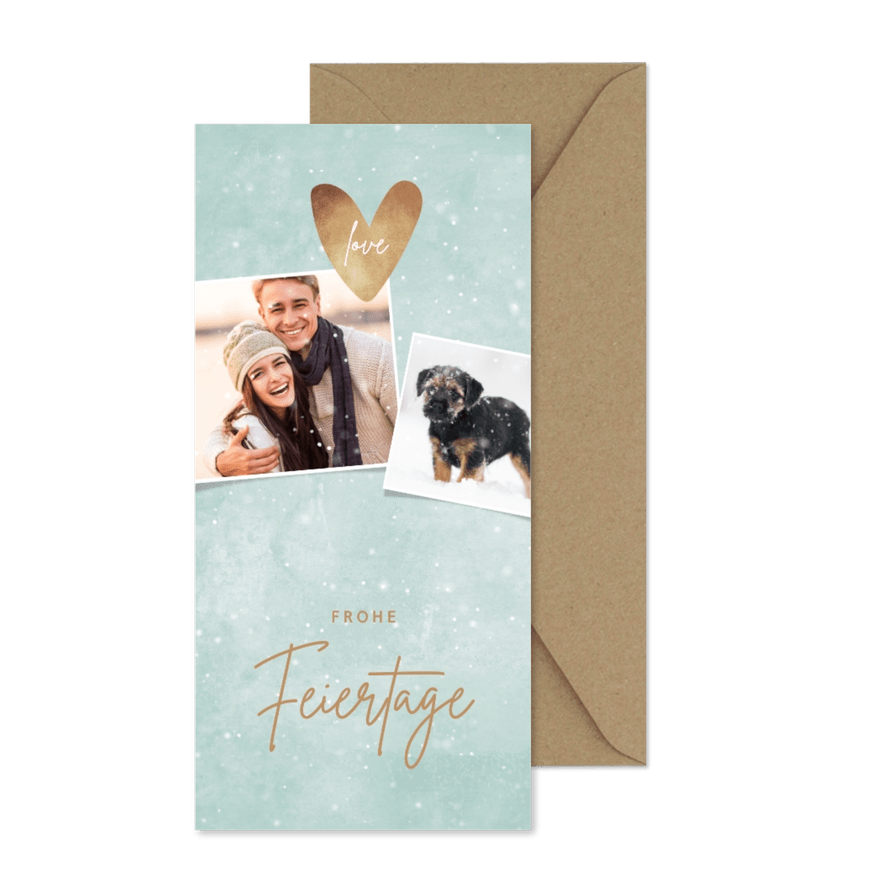 Fotokarte Weihnachten Schnee & Herz - Karteneindruck
