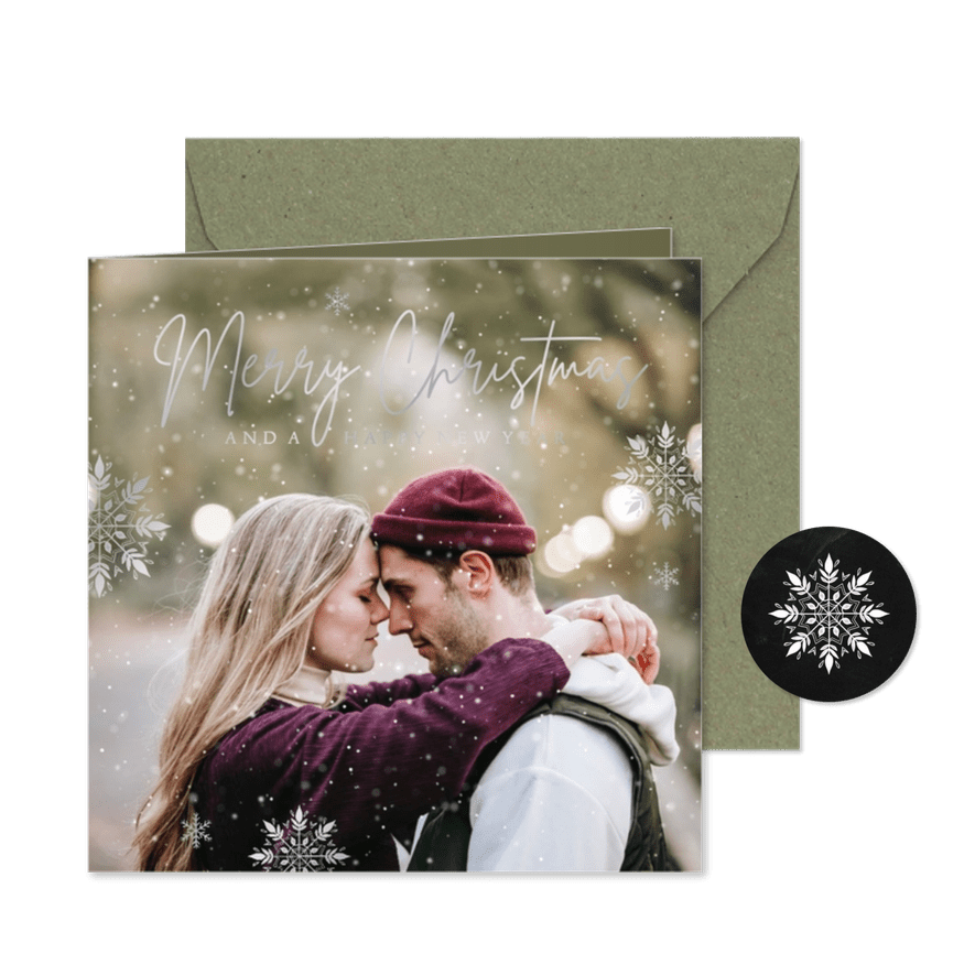 Fotokarte Weihnachten Schneeflocken - Karteneindruck