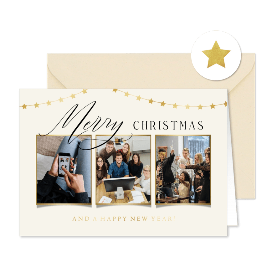 Fotokarte Weihnachtsgrüße geschäftlich Sterngirlande - Karteneindruck