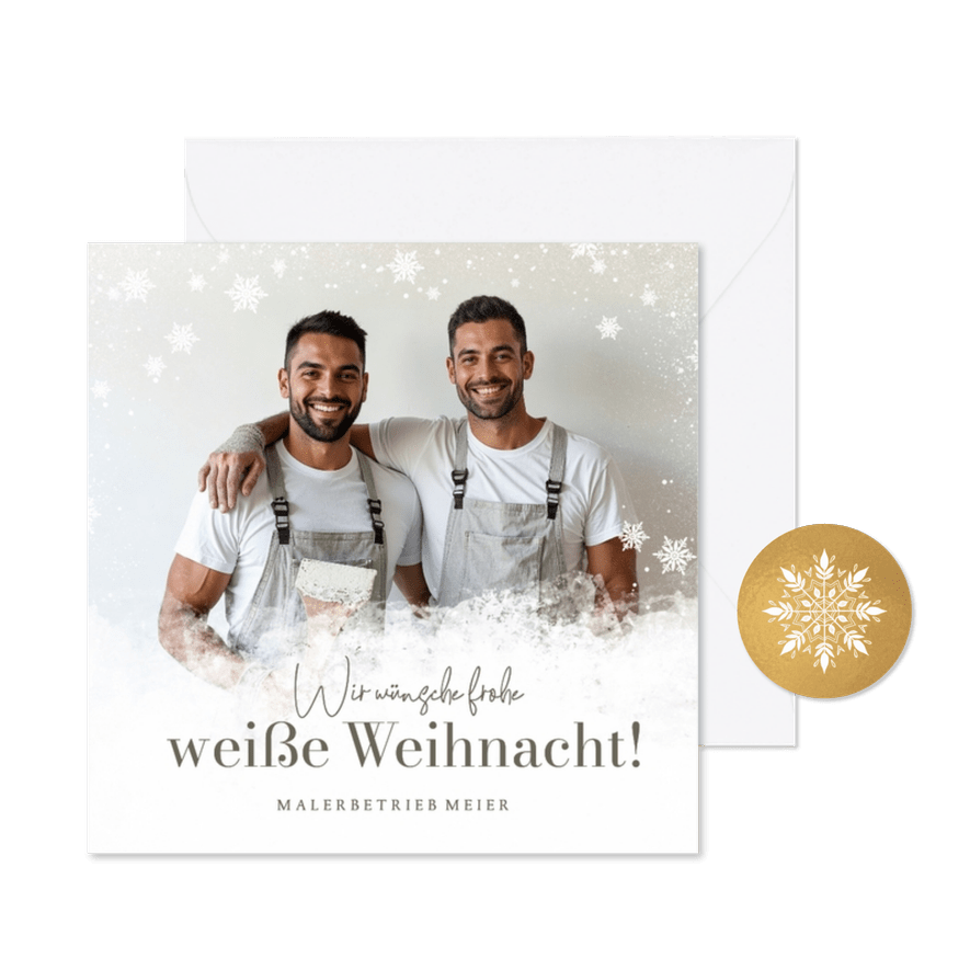 Fotokarte Weihnachtsgrüße Malerbetrieb weiße Weihnacht - Kartenvorschau