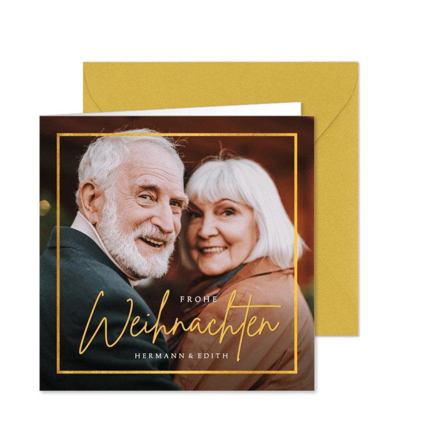 Fotokarte Weihnachtsgrüße mit Goldrahmen - Karteneindruck