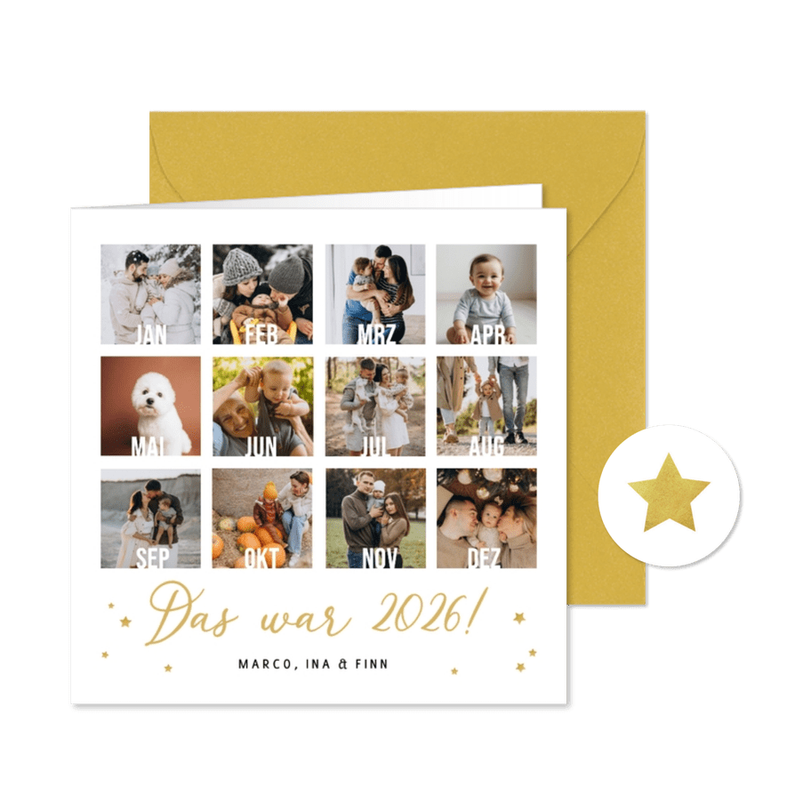 Fotokarte Weihnachtsgrüße persönliche Jahresrückblick - Karteneindruck
