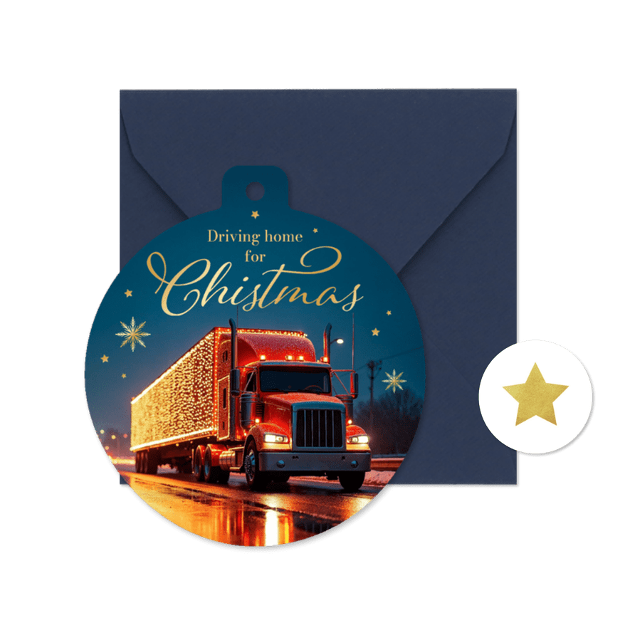 Fotokarte Weihnachtskugel 'Driving home for Christmas' - Karteneindruck
